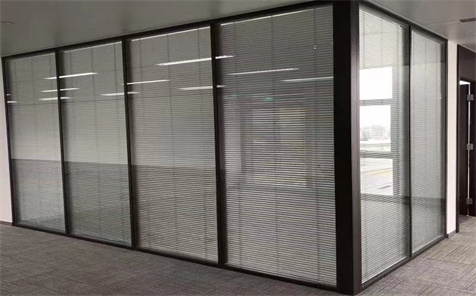 Double Glass Partition Wall with Insert Shutter