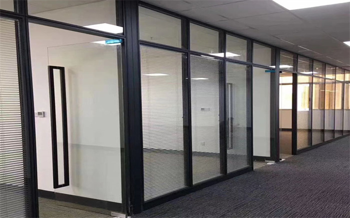 Double Glass Partition Wall with Insert Shutter