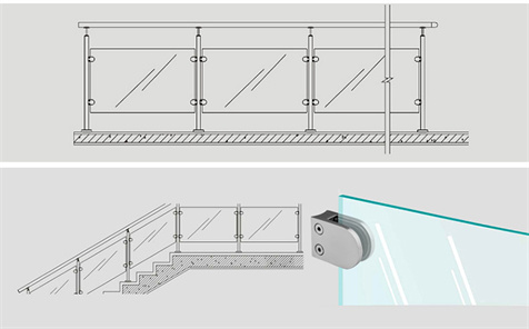 Glass Balcony Handrail Pipe Connector Clip Fittings Stainless Steel Balustrade U Shape D