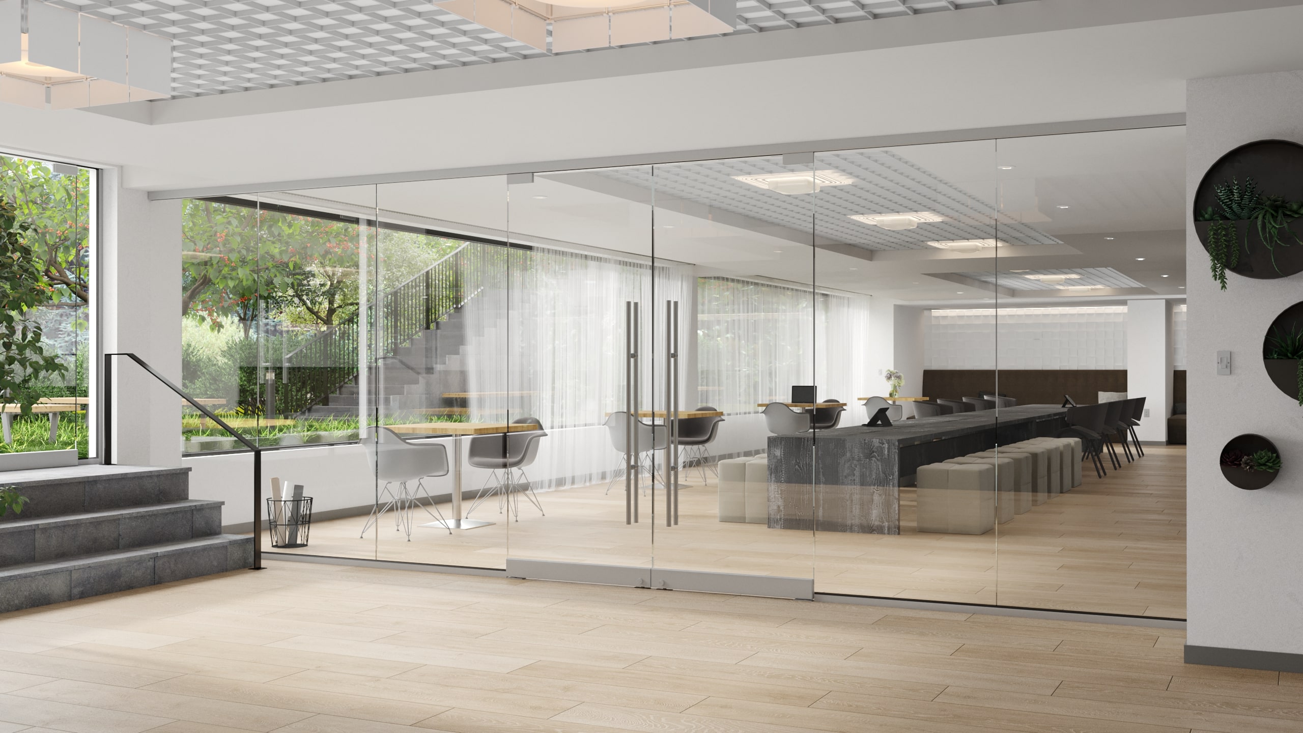 Frameless Glass Partitions for Floor Spring Pivot Door