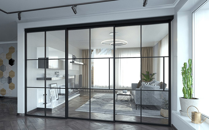 Glass Partition Wall Combination With Multi-Panel Activity And Fixed