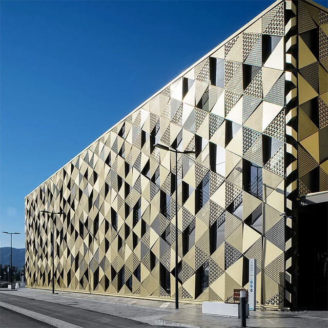 Perforated Decorative Curtain Facade Aluminium Wall Cladding Ventilated Facade System Punched Carved Panels