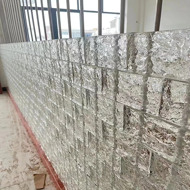 Crystal Glass Blocks Clear Ice Textured Glass bricks with Grooved Card Slots Customizable Color