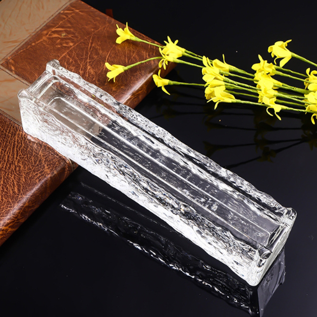 Crystal Glass Blocks Clear Ice Textured Glass bricks with Grooved Card Slots Customizable Color