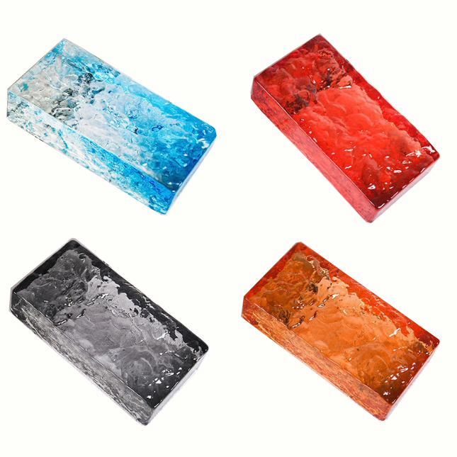 Crystal Glass Blocks Clear Ice Textured Glass bricks with Grooved Card Slots Customizable Color