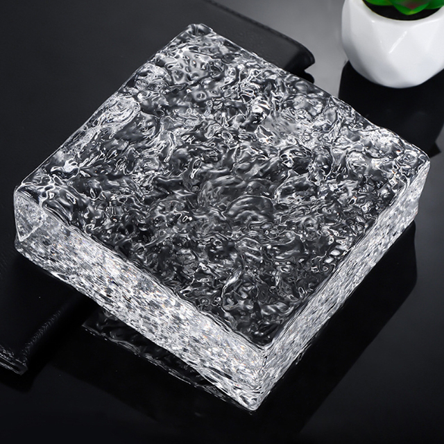 Crystal Glass Blocks Clear Ice Textured Glass bricks with Grooved Card Slots Customizable Color