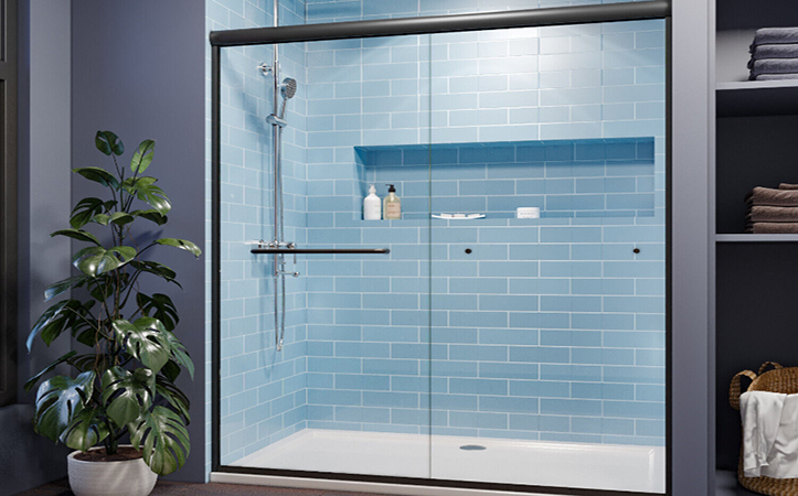 Bathroom Sliding Door With Tempered Glass Shower Door