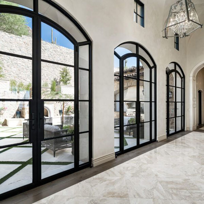 Morden Style Glass Narrow Frame Steel Glass Doors