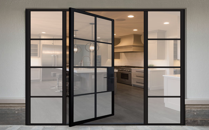 For House Modern Arched Right Angle Steel Glass Wrought Iron French Windows