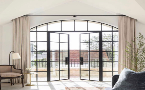 Commercial Tempered Glass Iron Balcony Steel Doors Grille Design Steel Doors