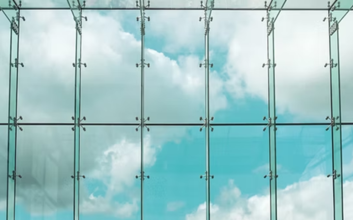 Frameless Double Glazing System Structural Glass Curtain Wall Facade With Aluminum Alloy Bracket For Construction