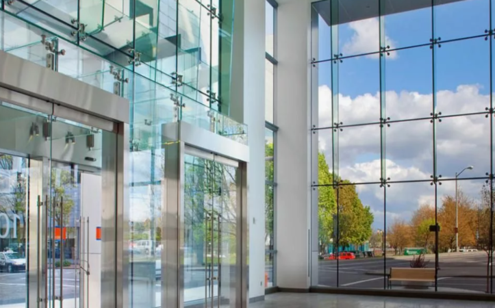Glass Curtain Wall For Commercial Building Glass Facade Window Wall Tempered Low-E Spider Curtain Wall Glass With Large Size
