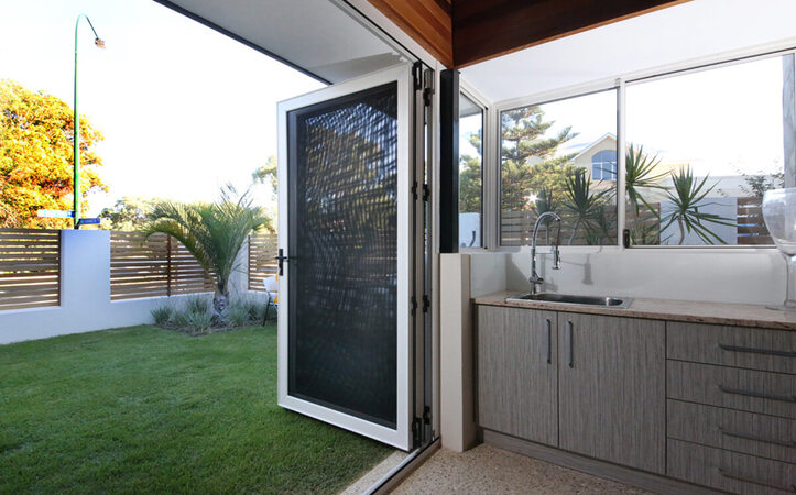 Exterior Bifold Door Aluminium door pleated mesh folding screen door