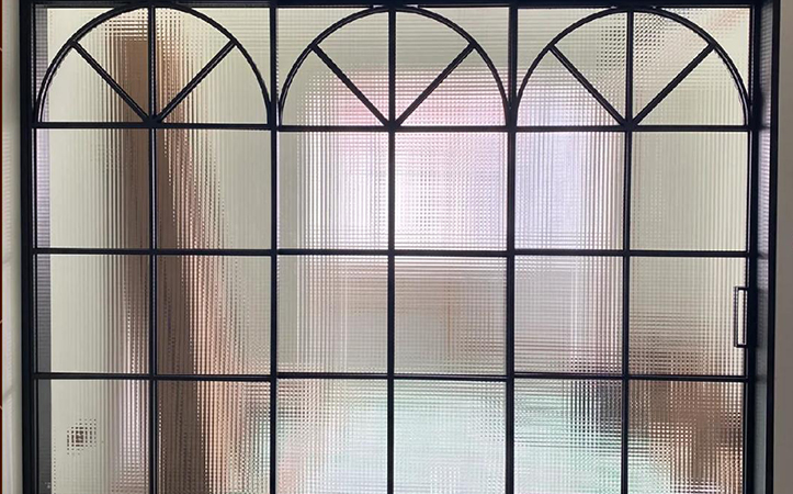 Steel Internal Doors with Ribbed Glass For Private House