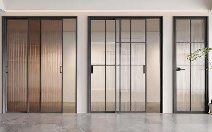 Black Steel Framed Glass Entry Door